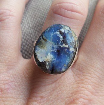 Zilveren ring gezet met Boulder Opaal ring maat 18 mm